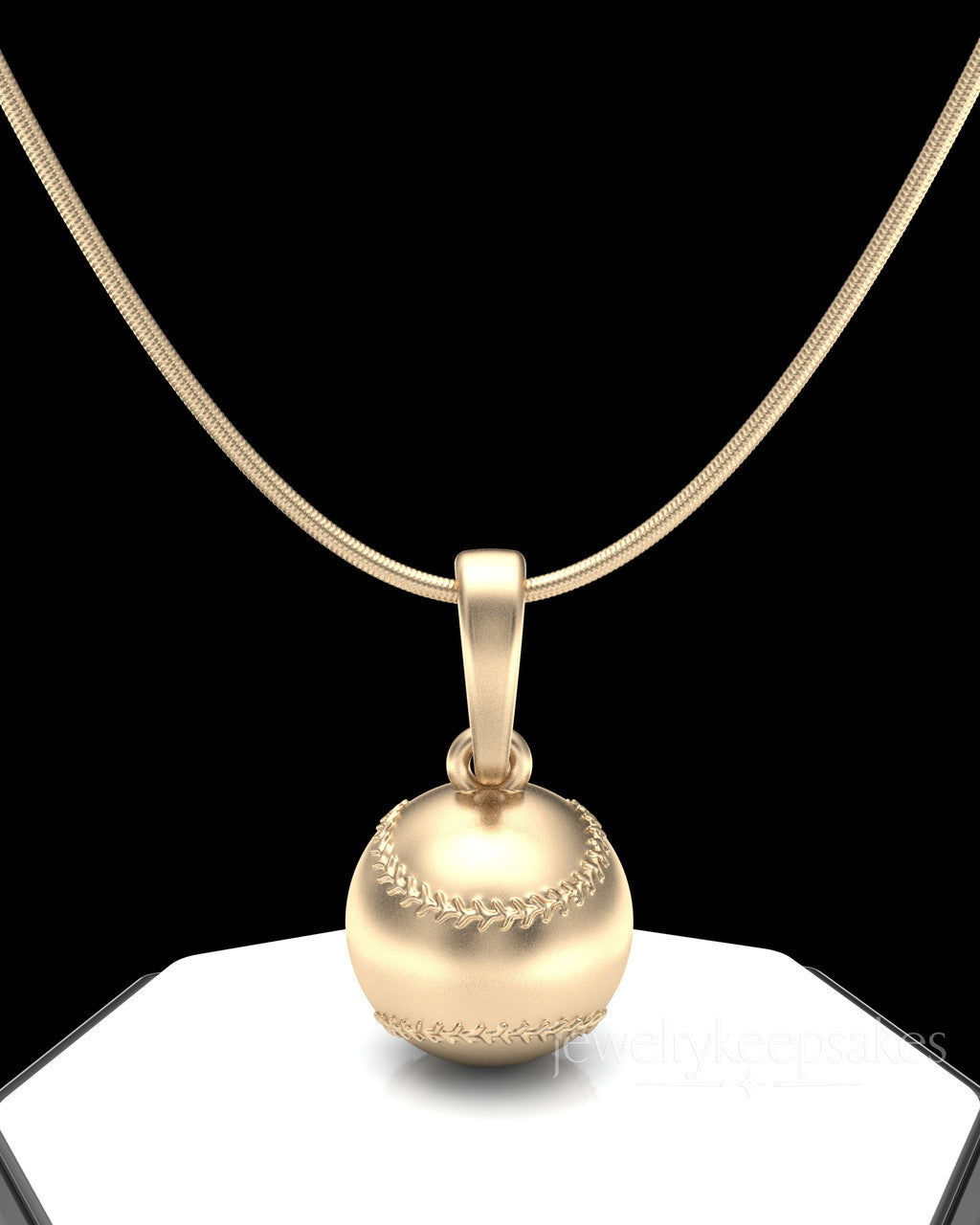 Solid 14K Gold Baseball Permanently Sealed Waterproof Cremation Pendant