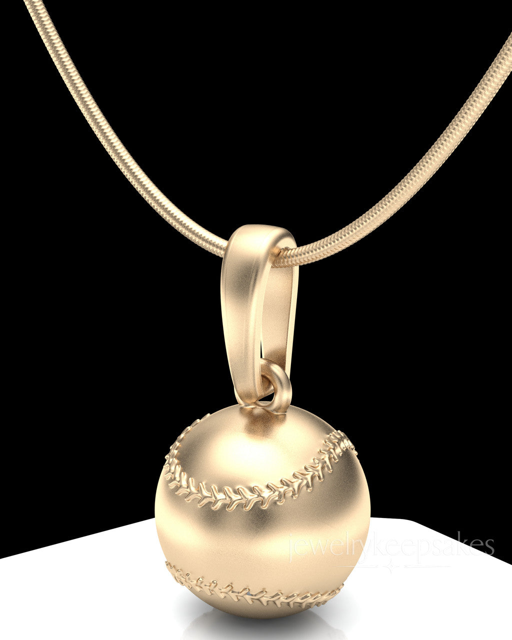 Solid 14K Gold Baseball Permanently Sealed Waterproof Cremation Pendant