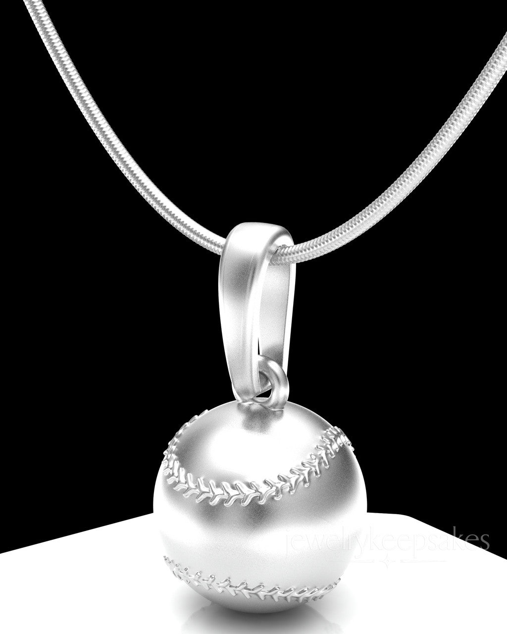 Solid 14k White Gold Baseball Permanently Sealed Waterproof Cremation Pendant