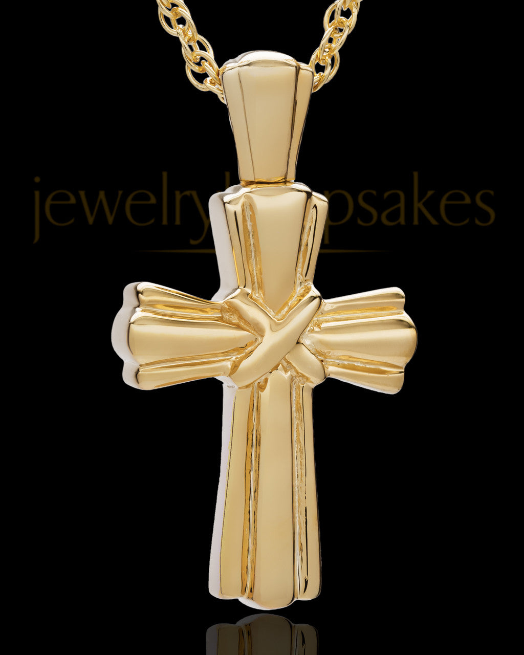 Cremation Ash Jewelry Antique 14K Gold Wrapped Cross