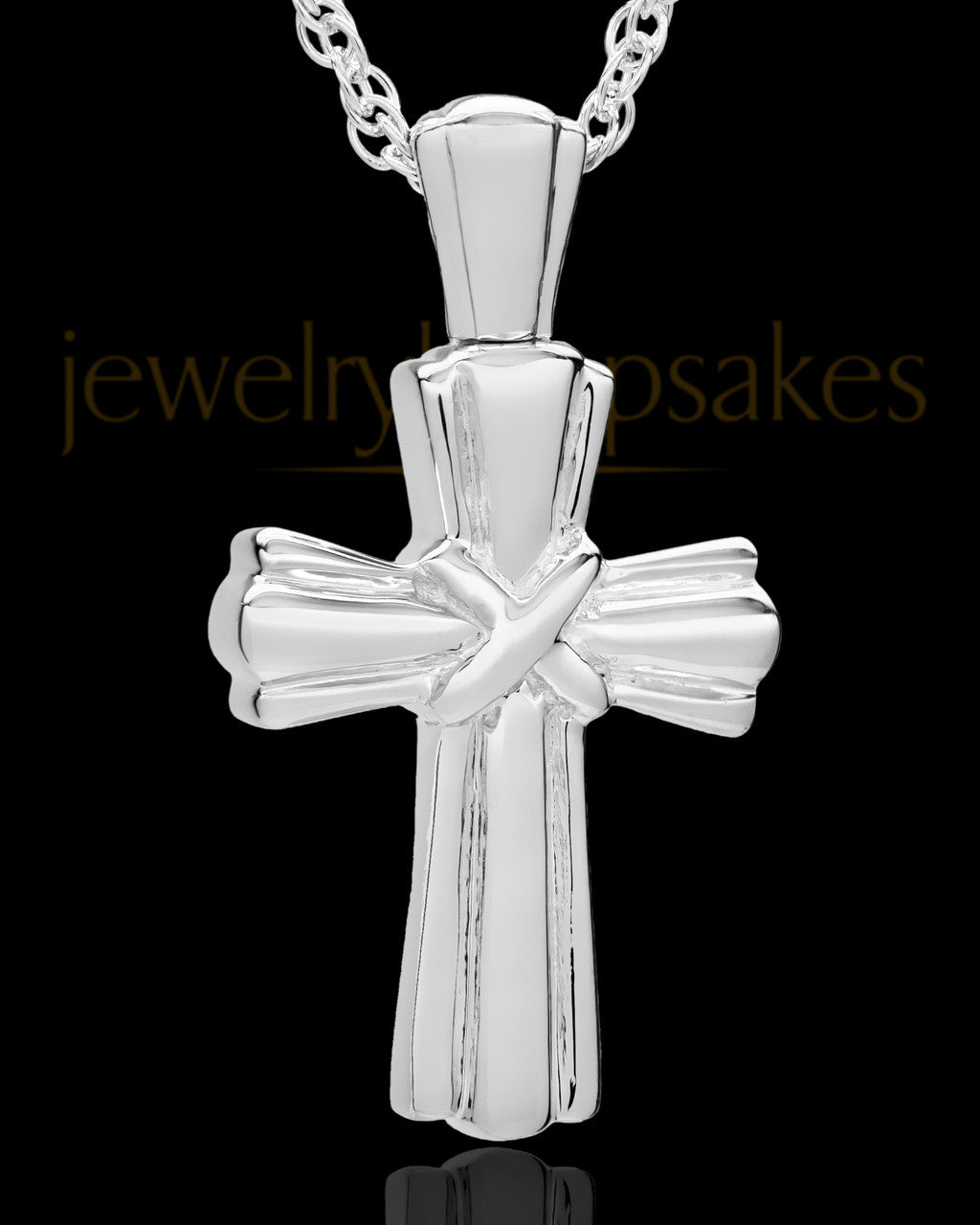 Cremation Ash Jewelry Antique 14K White Gold Wrapped Cross