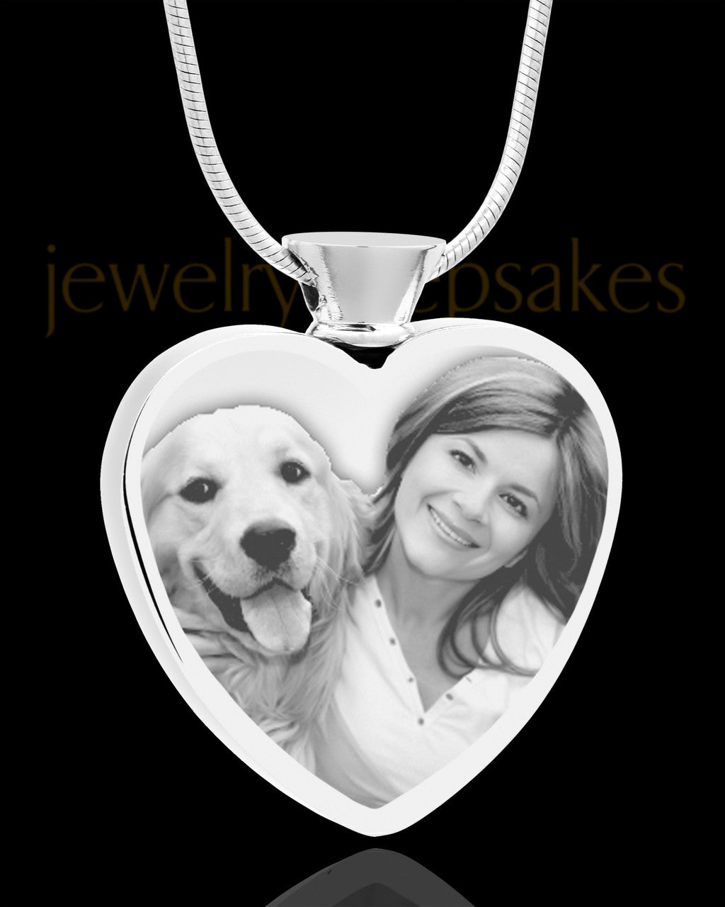 Photo Engraved Heart Stainless Cremation Pet Pendant