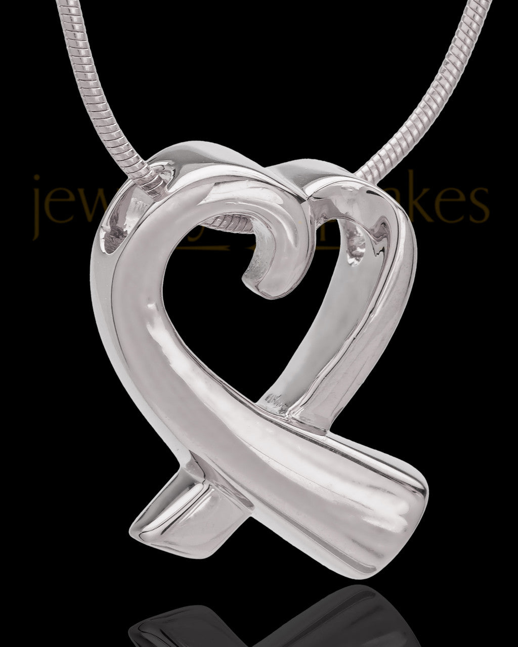 14K White Gold Ribboned Heart Remembrance Urn Pendant