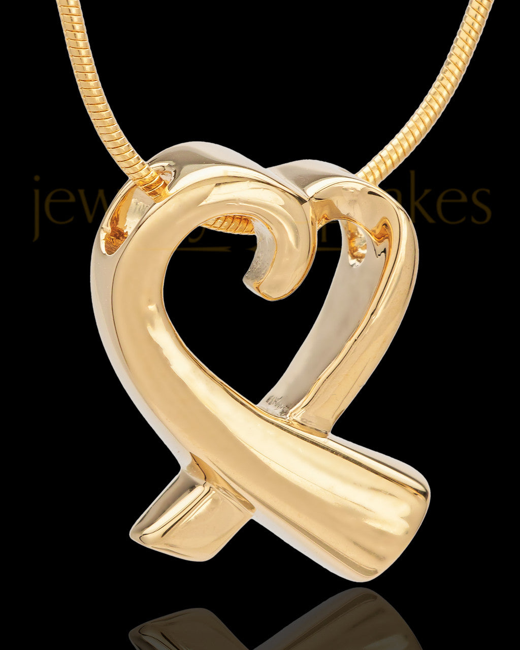 14K Gold Ribboned Heart Remembrance Urn Pendant