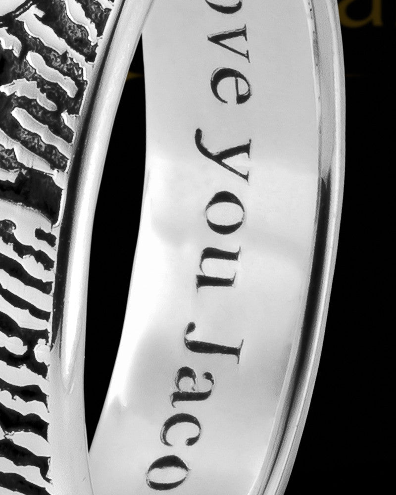Ladies Sterling Silver Heart Thumbprint Ring