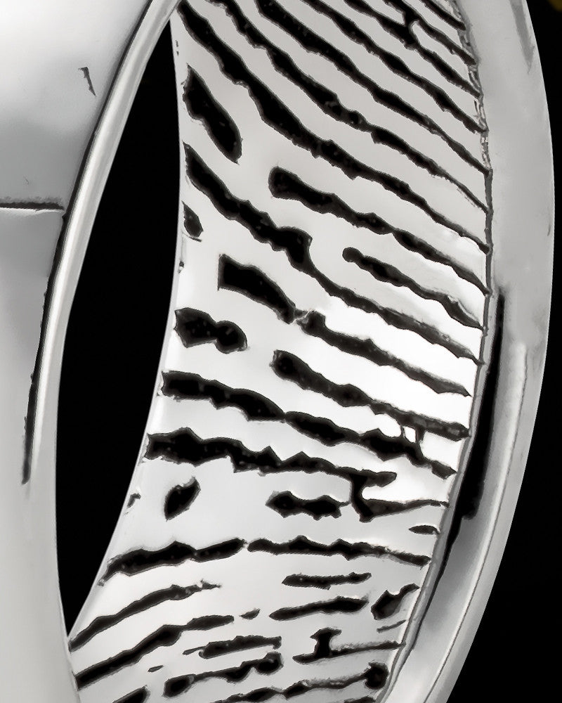 Men's Solid 14k White Gold Textured Thumbprint Ring