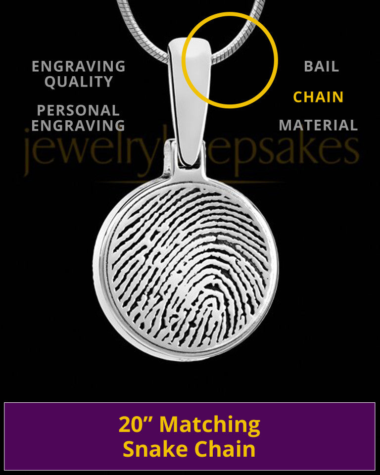 Round Sterling Silver Thumbprint Pendant