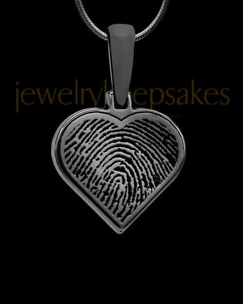 Thumbprint Heart Black Plated With Signature Pendant