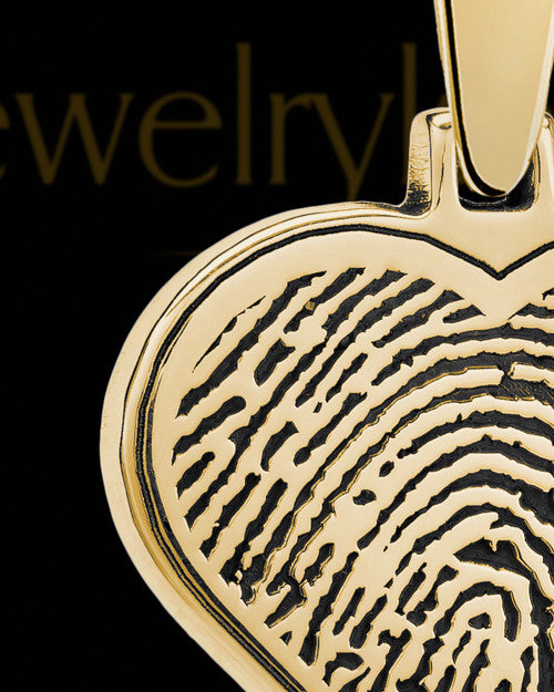 Solid 14k Gold Heart Thumbprint With Signature Pendant