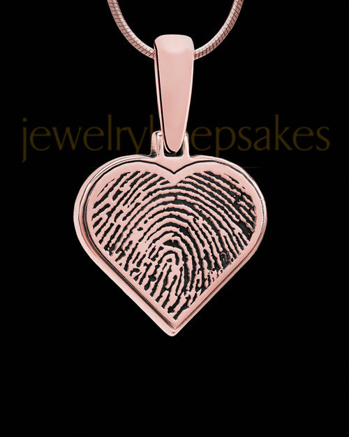 Rose Gold Plated Thumbprint Heart With Signature Pendant