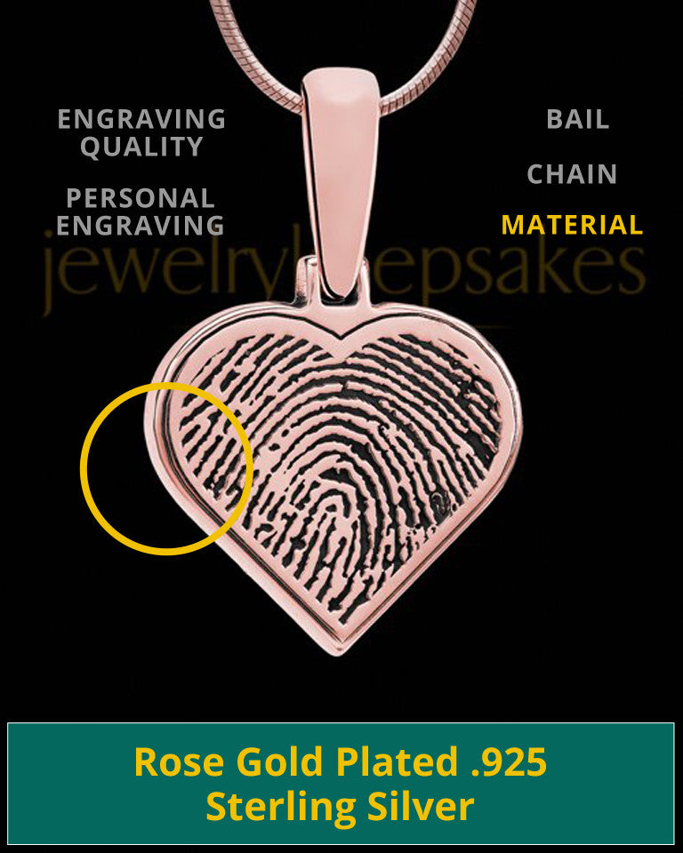 Rose Gold Plated Thumbprint Heart Pendant