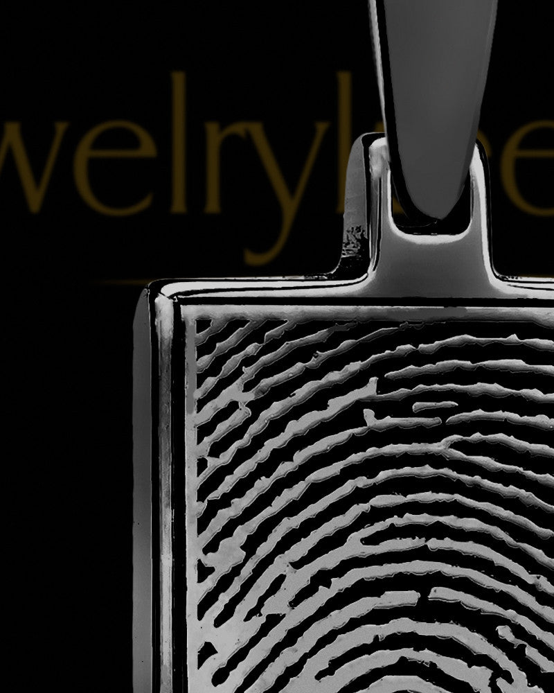 Black Plated Thumbprint Rectangle With Signature Pendant