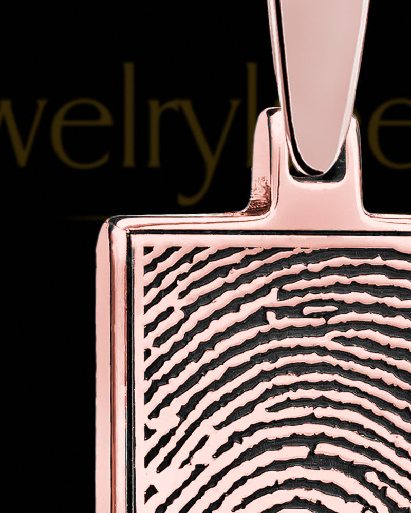 Thumbprint Rectangle Rose Gold Plated With Signature Pendant