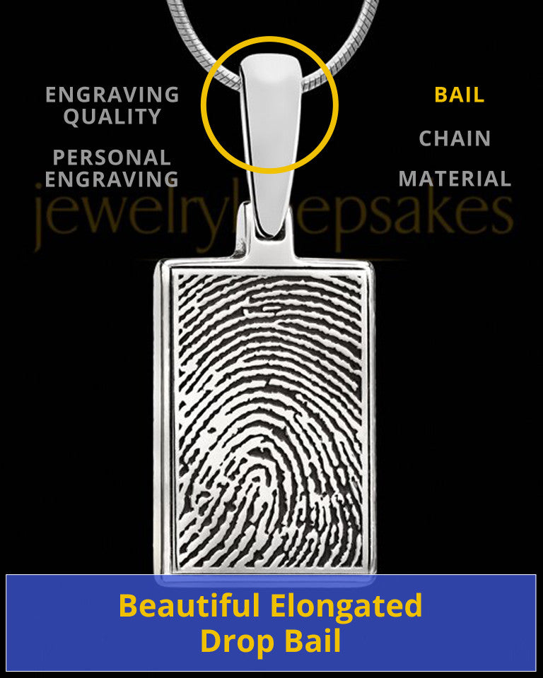 Solid 14k White Gold Rectangle Thumbprint Pendant
