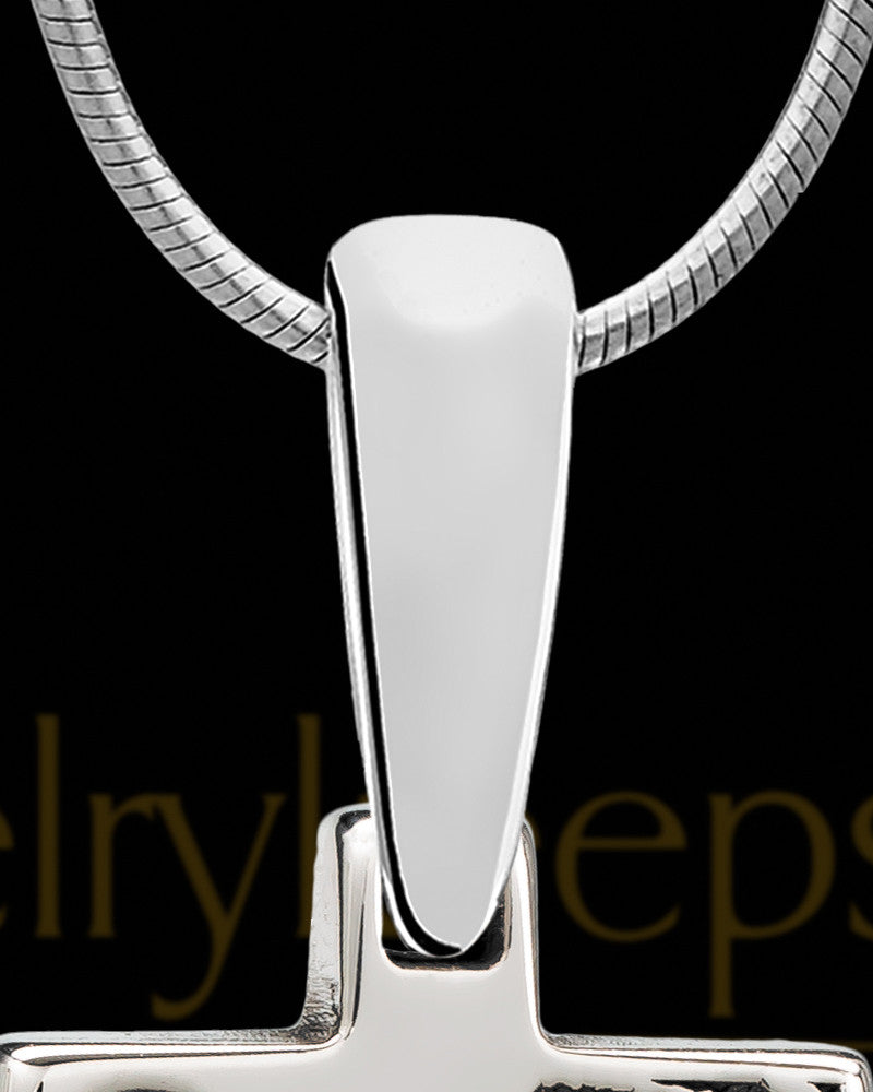 Solid 14k White Gold Birthstone Rectangle Thumbprint With Signature Pendant