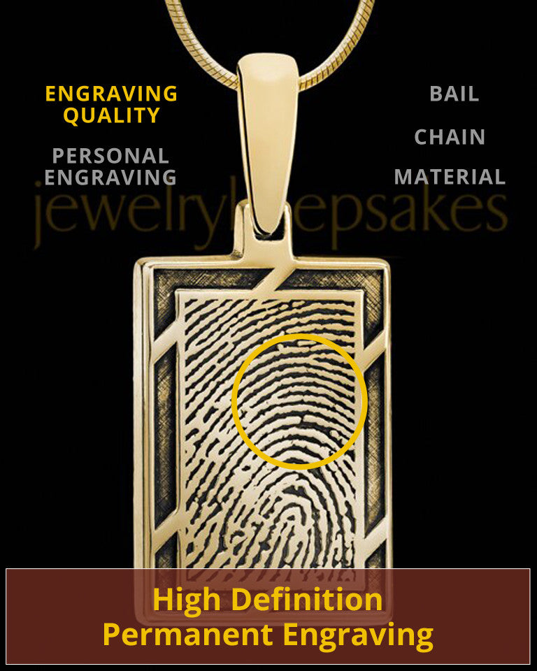 Framed Gold Plated Rectangle Thumbprint Pendant