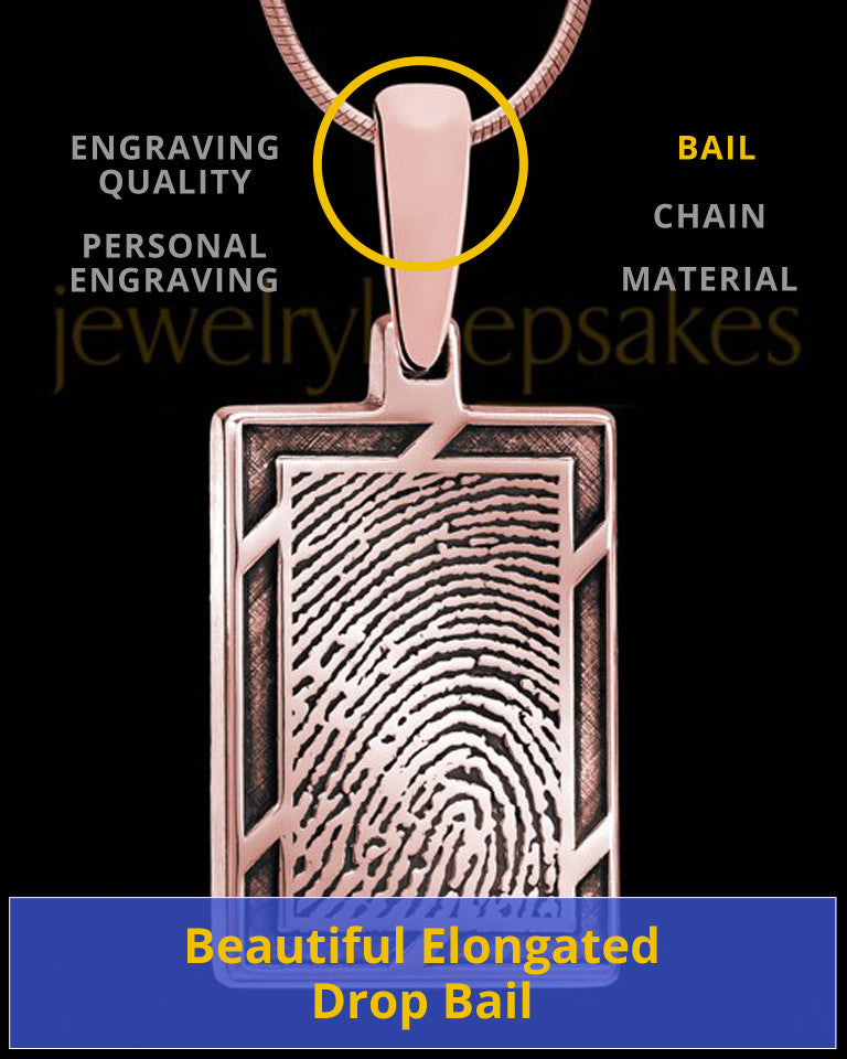 Rose Gold Plated Framed Rectangle Thumbprint Pendant