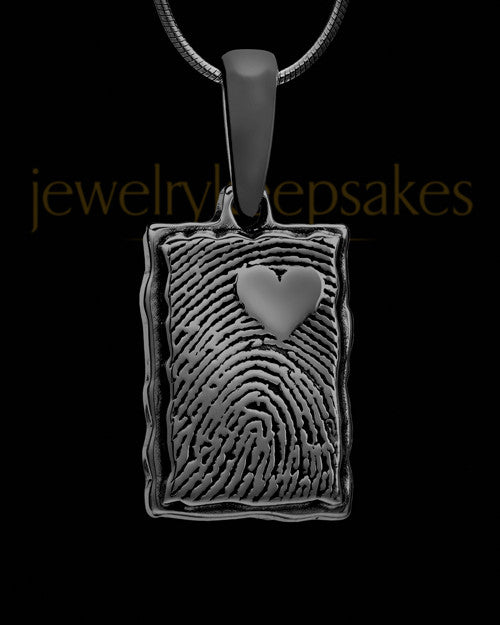 My Love Rectangle Thumbprint Black Plated Pendant