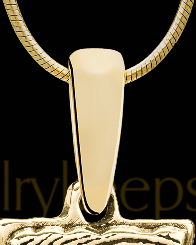 Solid 14k Gold My Love Rectangle Thumbprint With Signature Pendant