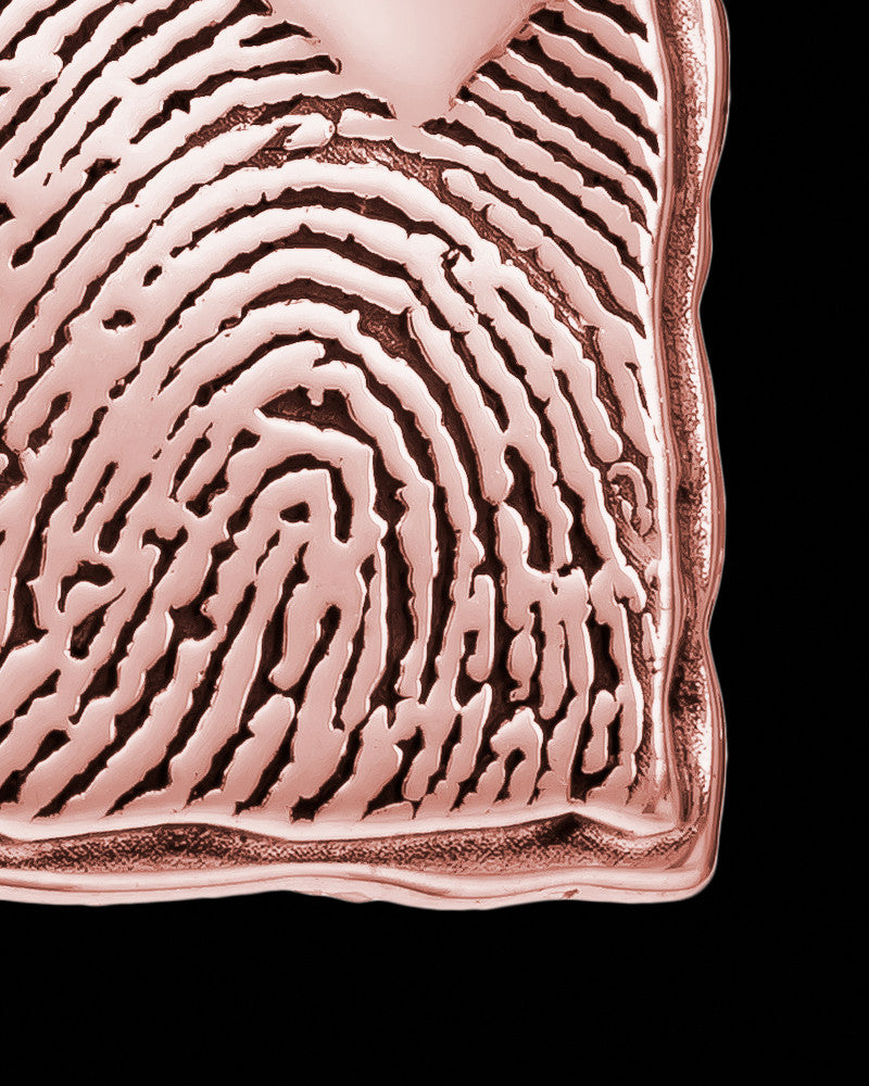 My Love Rose Gold Plated Rectangle Thumbprint With Signature Pendant