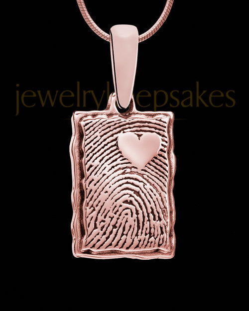 My Love Rose Gold Plated Rectangle Thumbprint Pendant