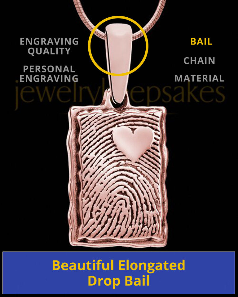 My Love Rose Gold Plated Rectangle Thumbprint Pendant