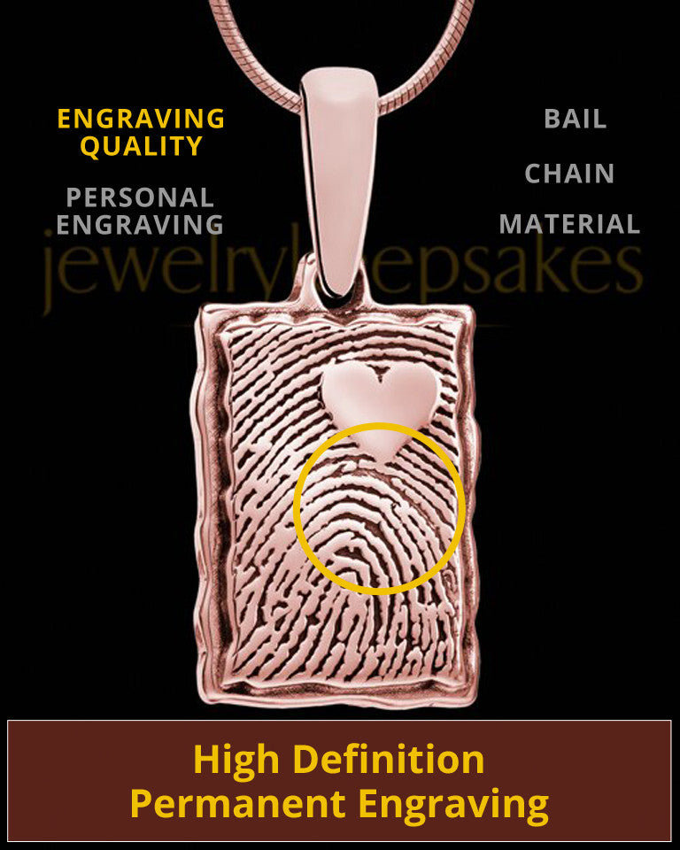 My Love Rose Gold Plated Rectangle Thumbprint Pendant