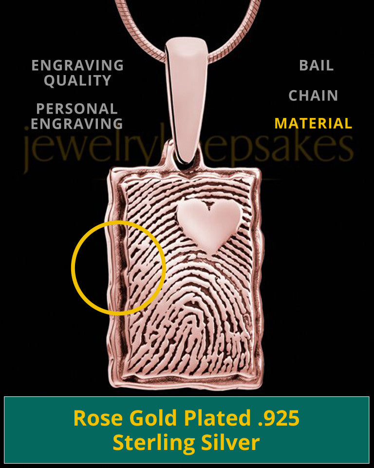 My Love Rose Gold Plated Rectangle Thumbprint Pendant