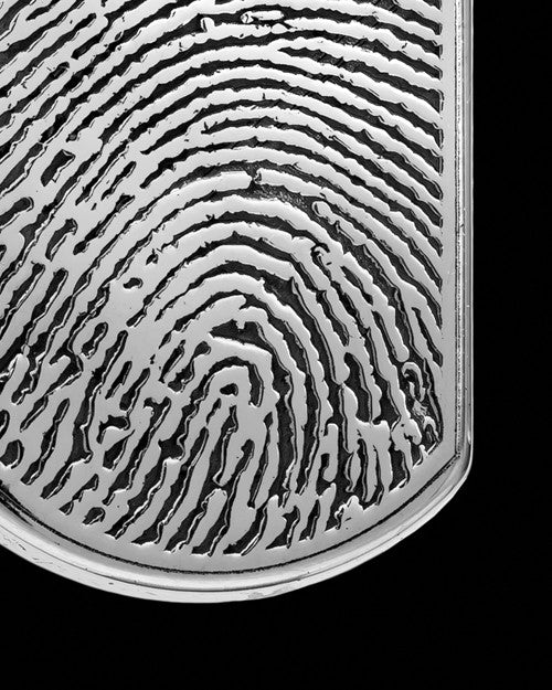 Sterling Silver Dog Tag Thumbprint With Signature Pendant