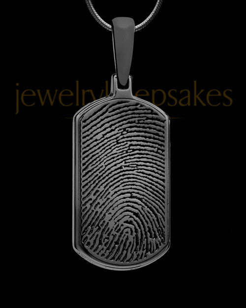 Black Dog Tag Thumbprint Pendant