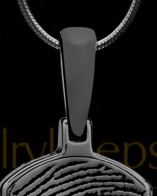 Black Dog Tag Thumbprint With Signature Pendant