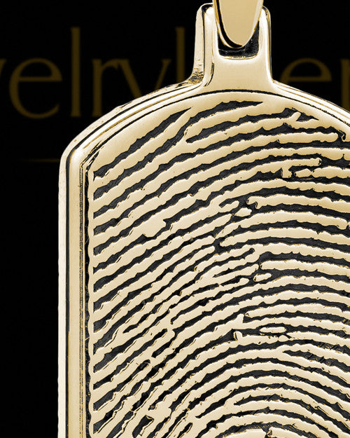 Gold Plated Dog Tag Thumbprint Sterling Silver With Signature Pendant