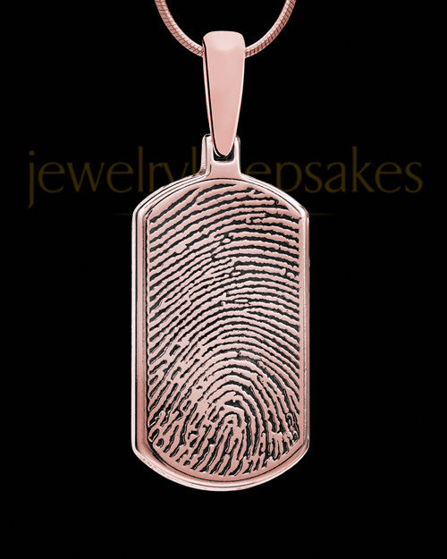 Dog Tag Thumbprint Rose Gold Plated Pendant