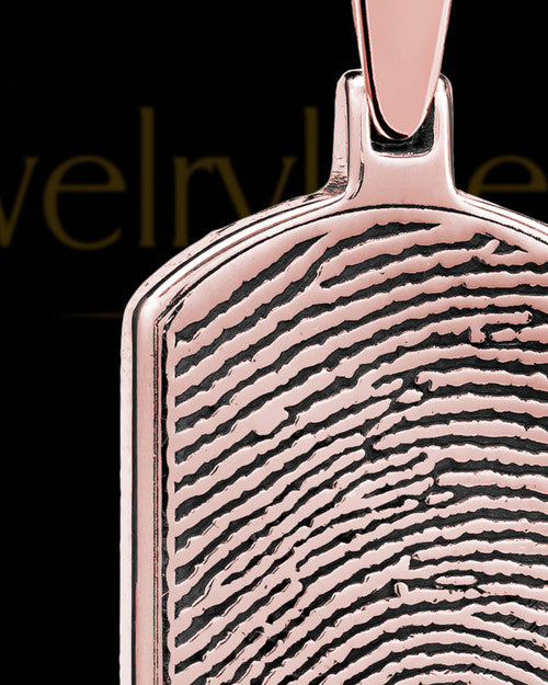 Dog Tag Thumbprint Rose Gold Plated With Signature Pendant