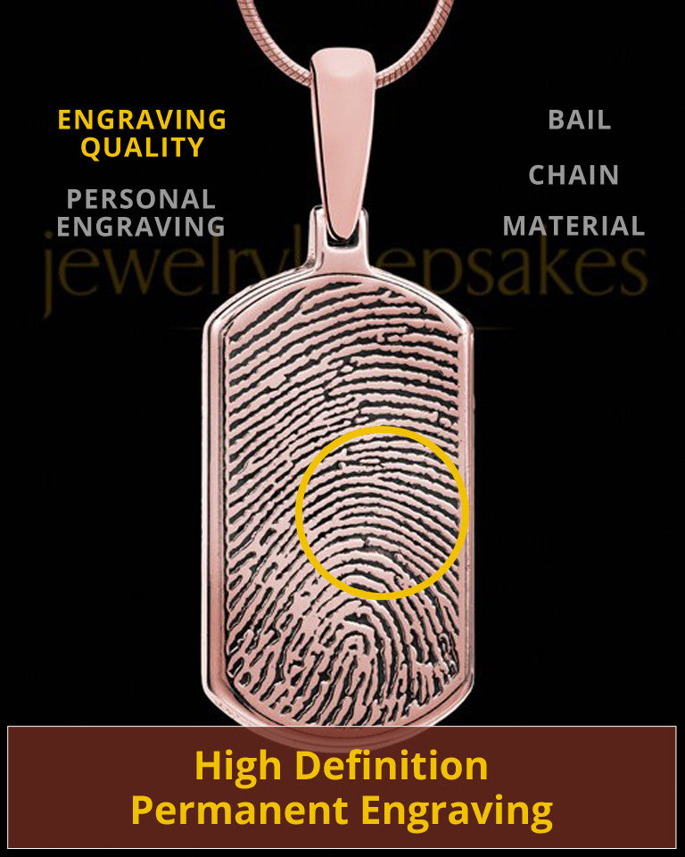 Dog Tag Thumbprint Rose Gold Plated Pendant