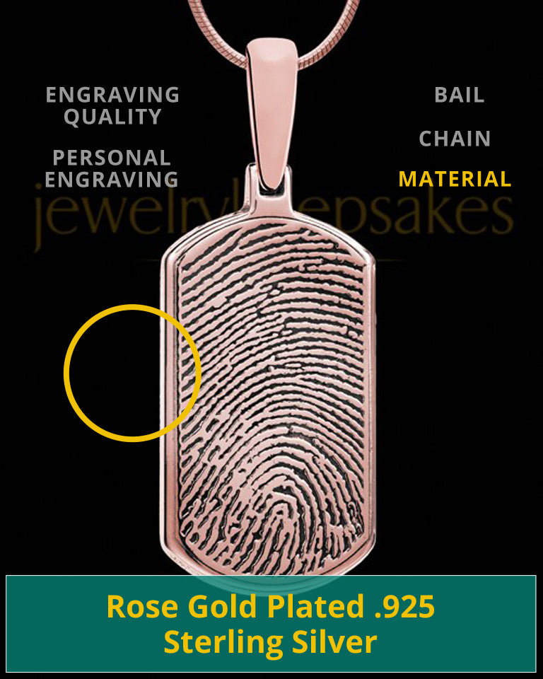 Dog Tag Thumbprint Rose Gold Plated Pendant