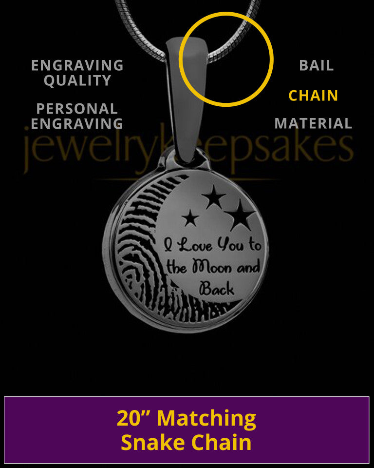 Black Plated To the Moon and Back Thumbprint Pendant