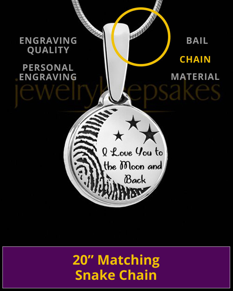 Solid 14k White Gold to the Moon and Back Thumbprint Pendant