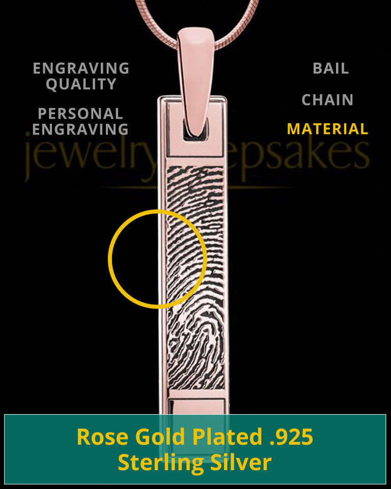 Thumbprint Bar Rose Gold Plated Pendant