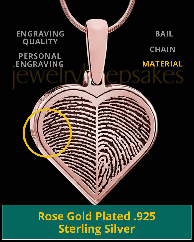 Two-thumbprint Rose Gold Plated Silver Heart Pendant