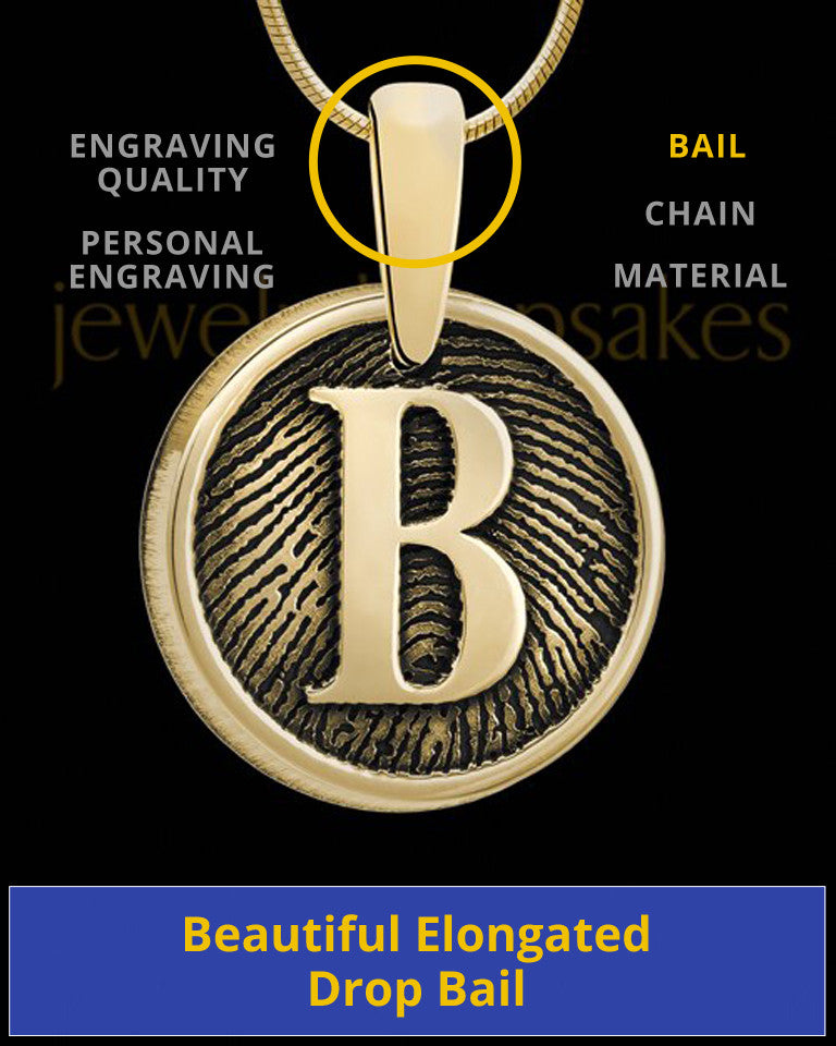 Solid 14k Gold Raised Initial Thumbprint Pendant