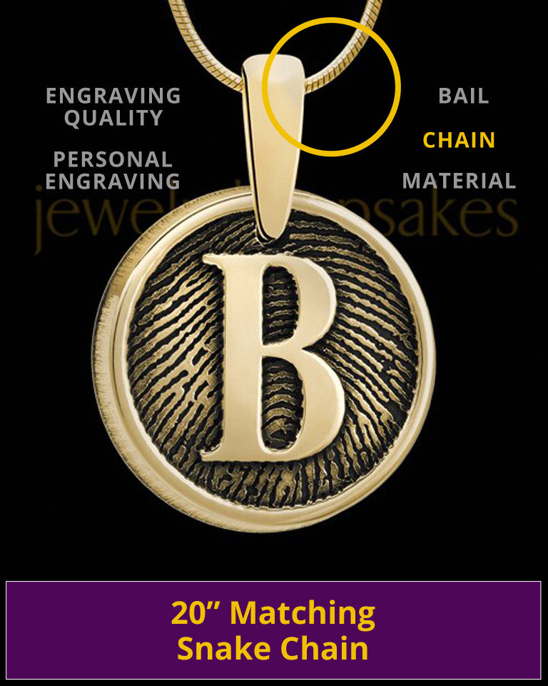 Solid 14k Gold Raised Initial Thumbprint Pendant