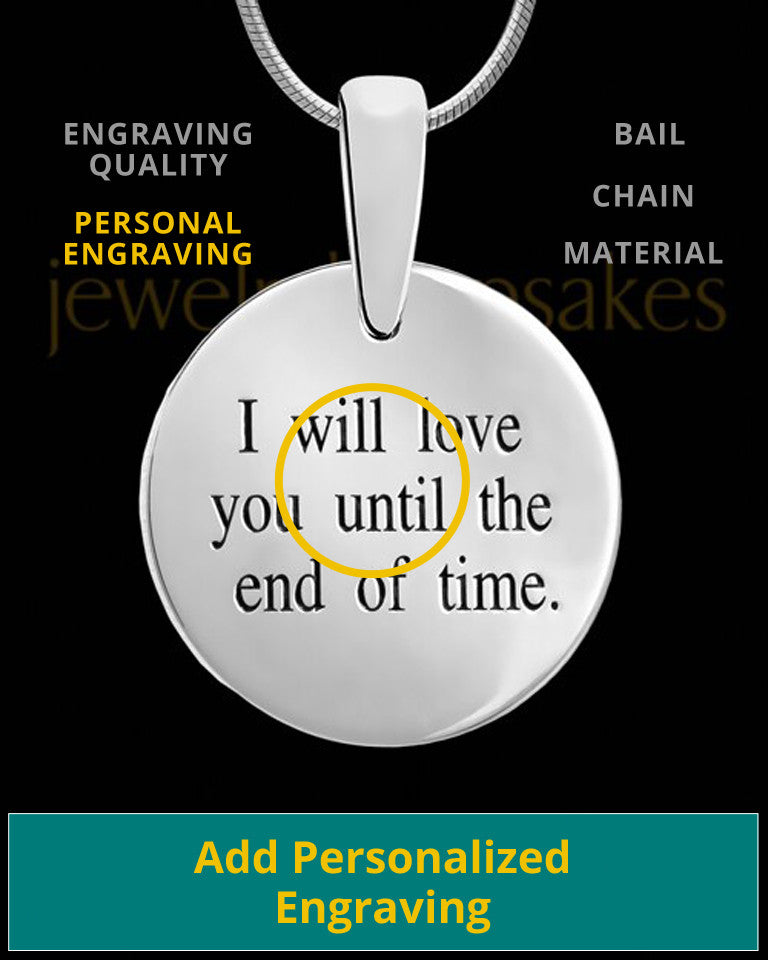 Solid 14k White Gold Raised Initial Round Thumbprint Pendant