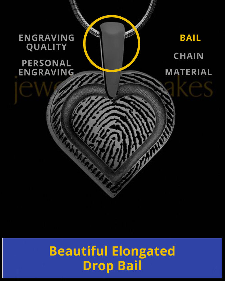 Bounded Heart Thumbprint Black Plated Pendant
