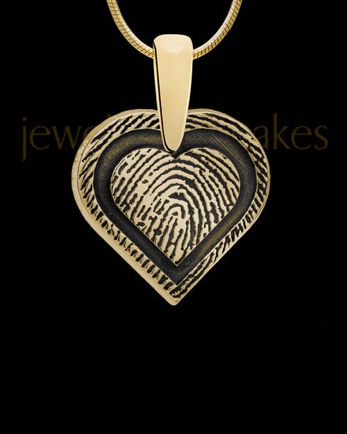 Gold Plated Bounded Heart Thumbprint Pendant