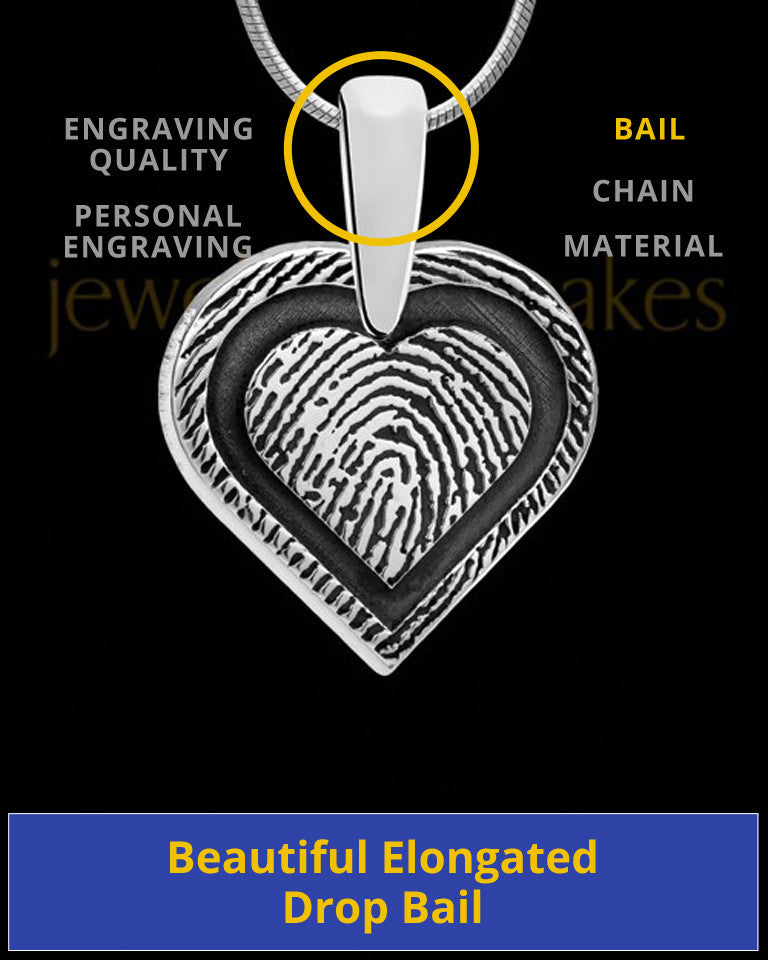Bounded Heart Sterling Silver Thumbprint Pendant