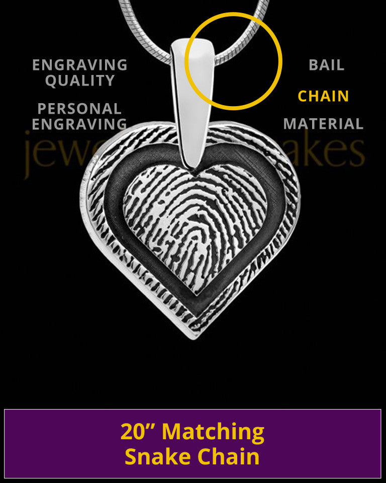 Bounded Heart Sterling Silver Thumbprint Pendant