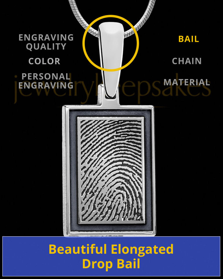 Graphite Framed Rectangle Sterling Silver Thumbprint Pendant