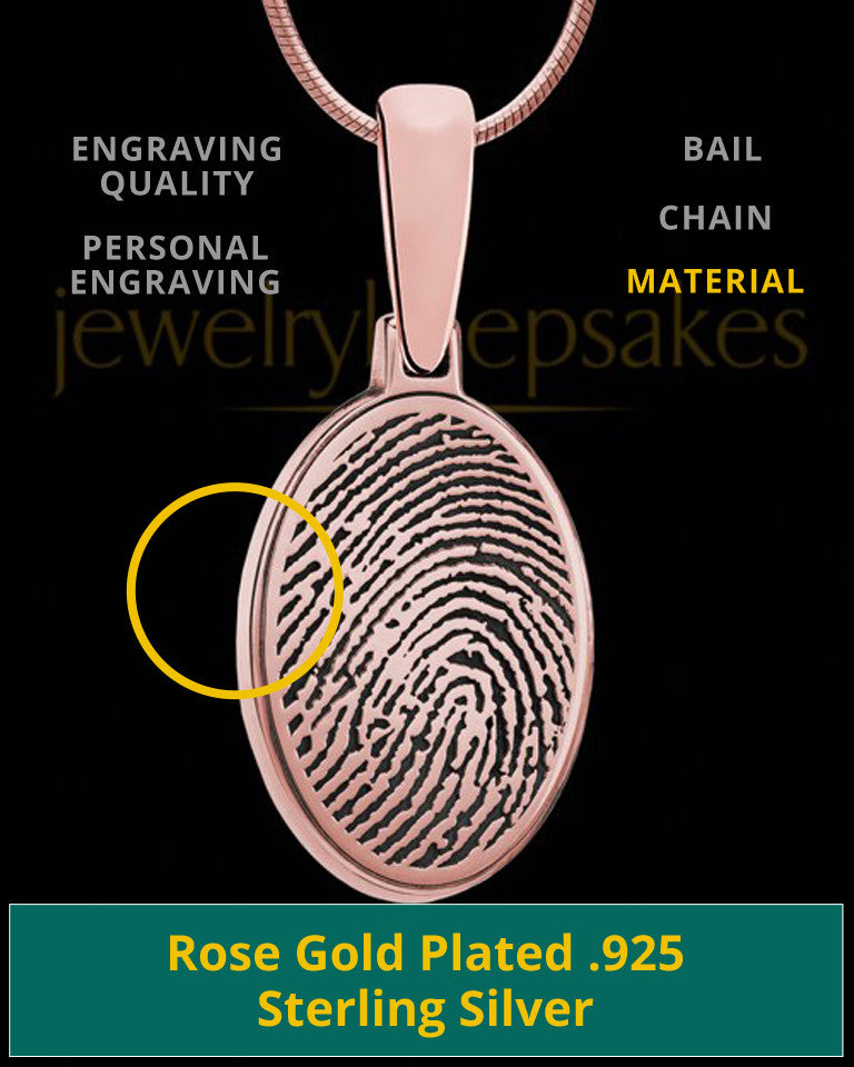 Oval Thumbprint Rose Gold Plated Pendant