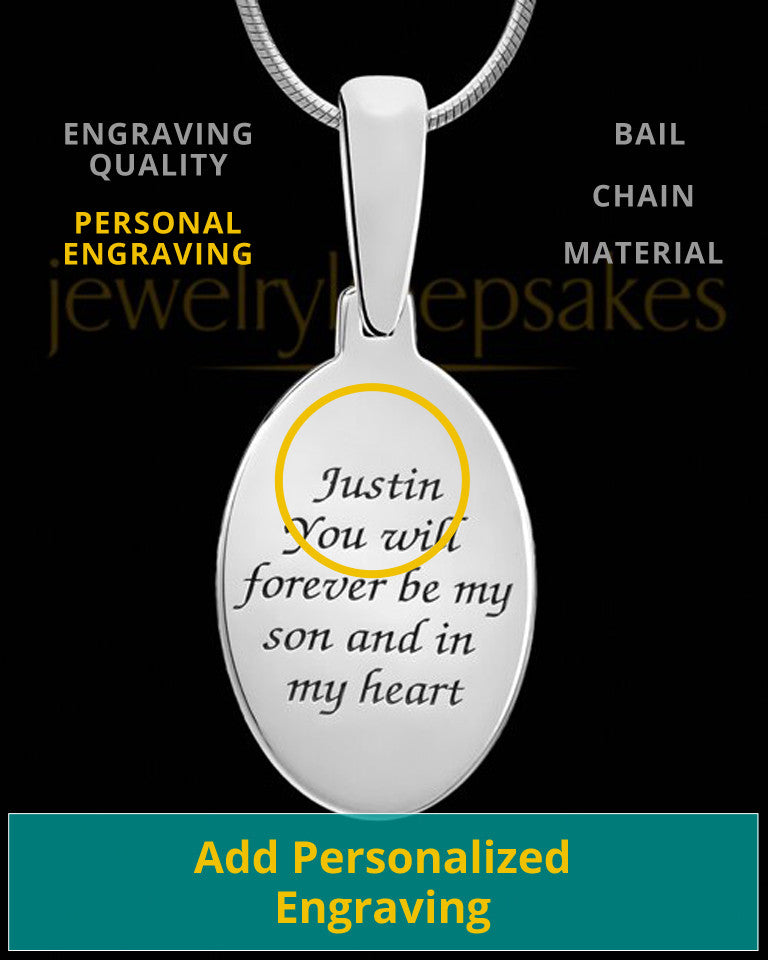 Solid 14k White Gold Oval Thumbprint Pendant